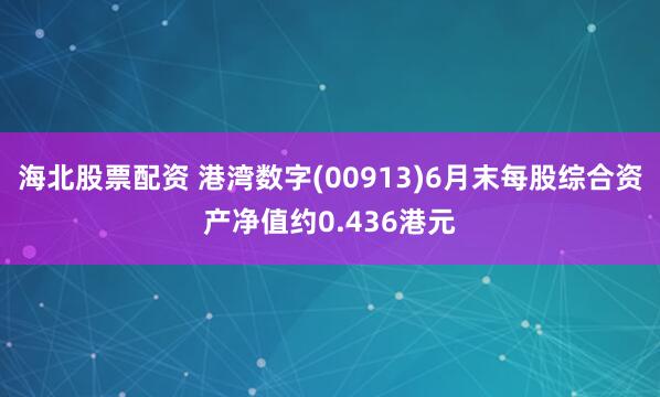 海北股票配资 港湾数字(00913)6月末每股综合资产净值约0.436港元